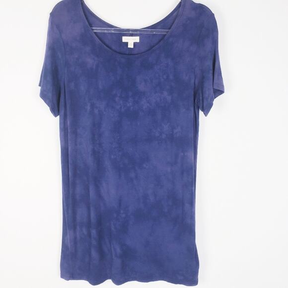Anthro Silence + Noise Margo Tie Dye Tunic Blue Purple Split back‎ Top Size Med - Picture 9 of 9